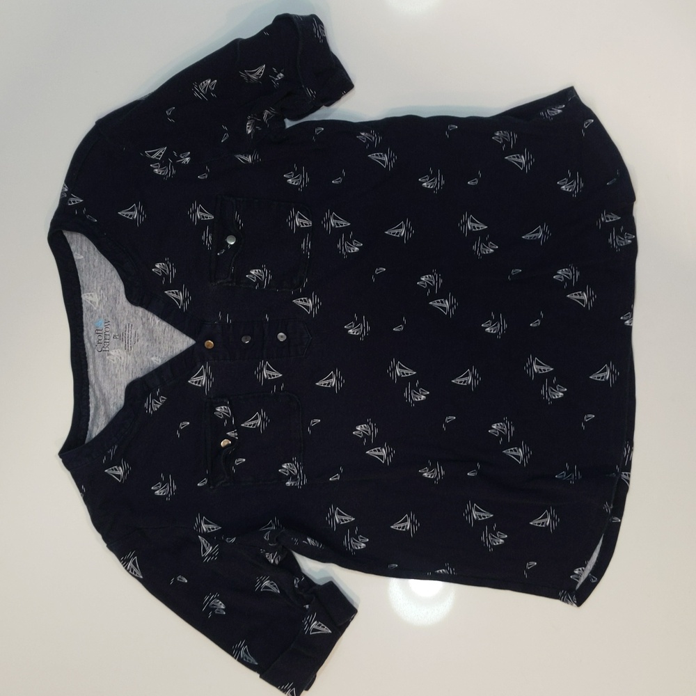 Croft & Barrow Navy Nautical Sailboat Shirt LP